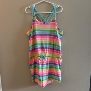 Cynthia Rowley Colourful Rainbow Striped Braided Strap Shorts Romper Sz 11/12